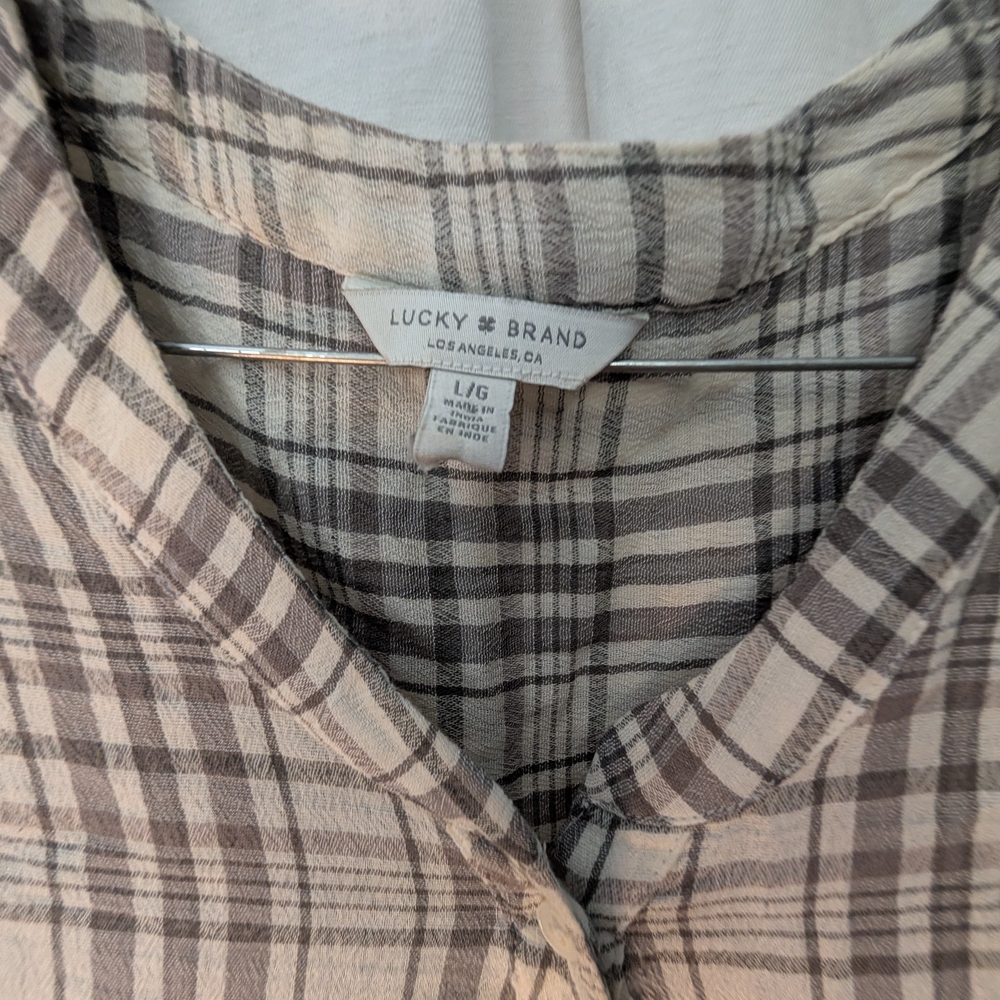 Lucky Brand Gray Plaid Casual Button Down Shirt - Picture 2 of 3